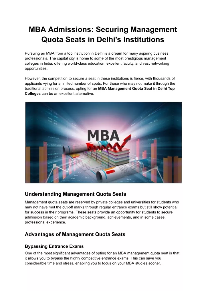 mba admissions securing management quota seats