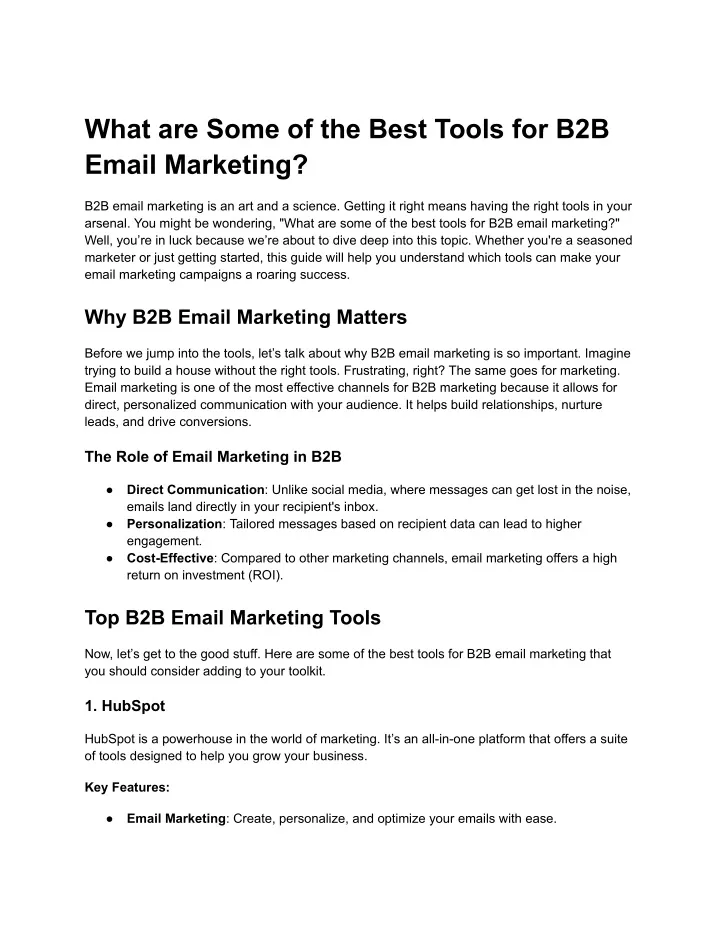 what are some of the best tools for b2b email