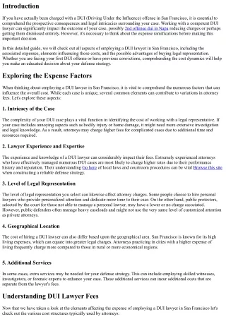 Checking out the Cost of Working With a DUI Lawyer in San Francisco