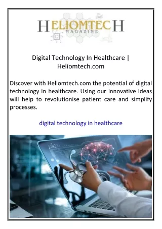 Digital Technology In Healthcare  Heliomtech.com