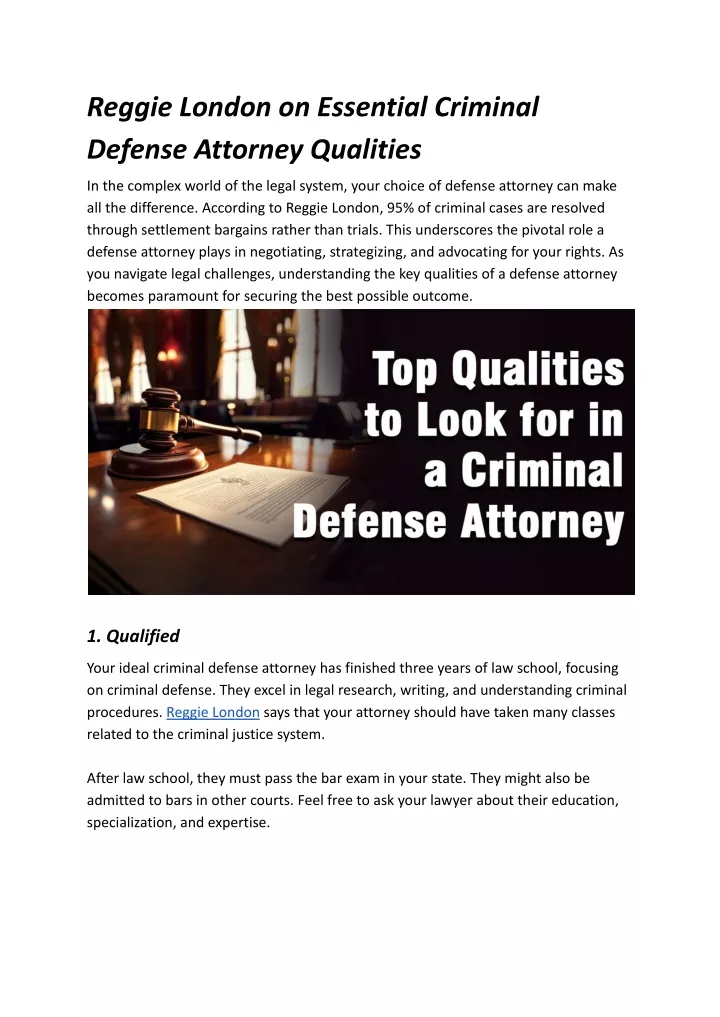 reggie london on essential criminal defense