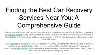 finding the best car recovery services near
