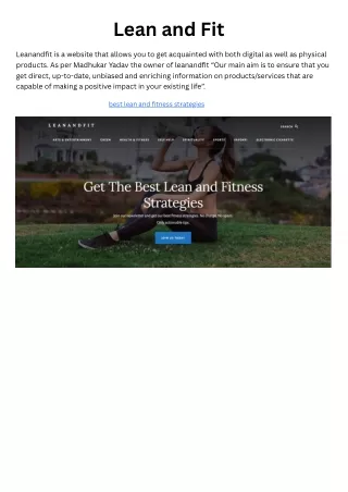 Lean and Fit