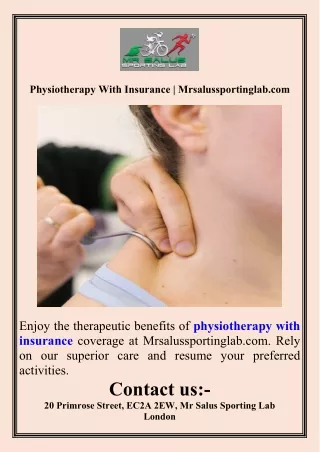 Physiotherapy With Insurance  Mrsalussportinglab.com