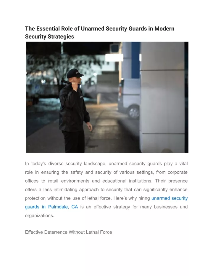 the essential role of unarmed security guards