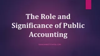 The Role and Significance of Public Accounting