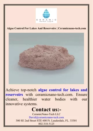 Algae Control For Lakes And Reservoirs  Ceramicnano-tech.com