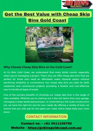 Get the Best Value with Cheap Skip Bins Gold Coast