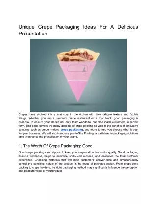 Unique Crepe Packaging Ideas For A Delicious Presentation