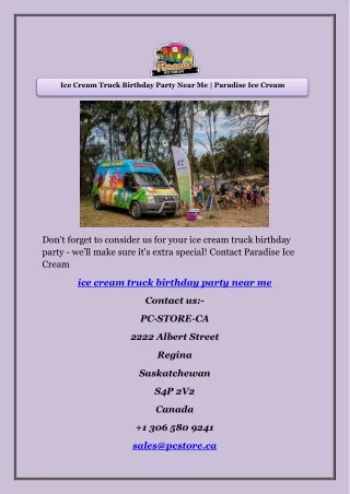 Ice Cream Truck Birthday Party Near Me | Paradise Ice Cream