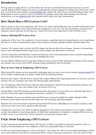 How Much Does a DUI Lawyer Cost? Understanding the Financial Element