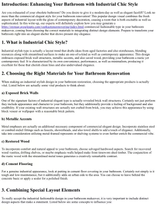 Generating an Industrial Chic Design in Your Bathroom Makeover