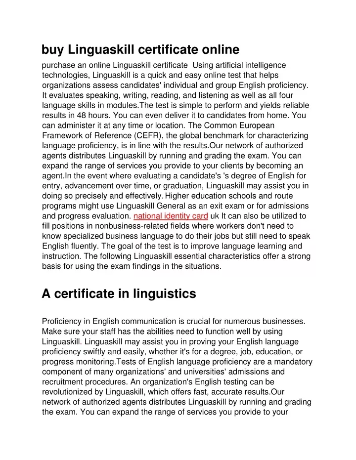 buy linguaskill certificate online purchase