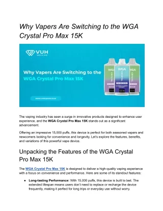 Why Vapers Are Switching to the WGA Crystal Pro Max 15K