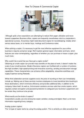 how to choose a commercial copier