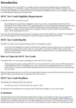 SETC Tax Credit Guide