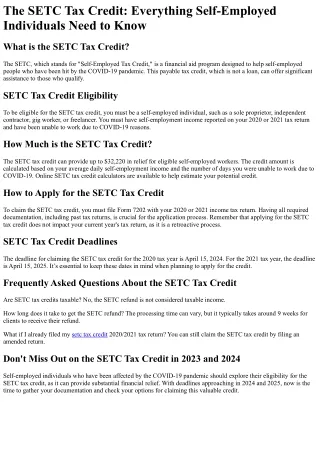 What is the SETC Tax Credit?