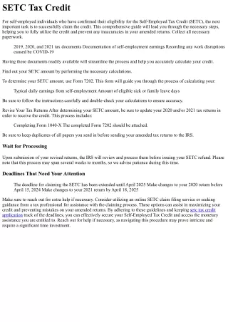 How to Claim the SETC Tax Credit