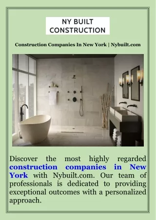 Construction Companies In New York  Nybuilt.com