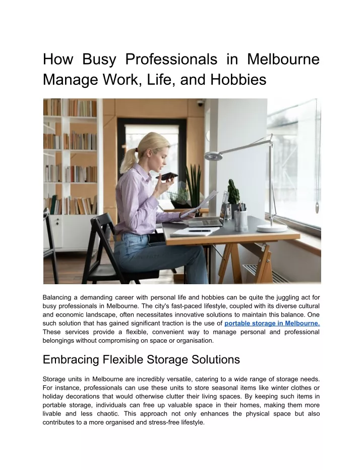 how busy professionals in melbourne manage work