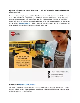 enhancing school bus fleet security uae project