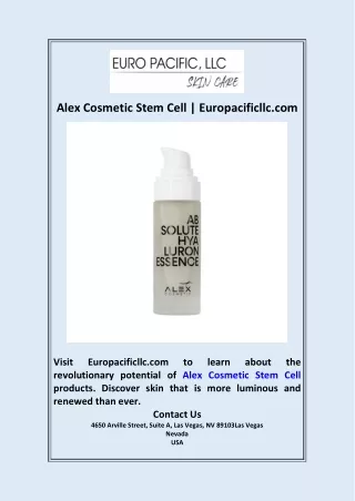 Alex Cosmetic Stem Cell  Europacificllc.com