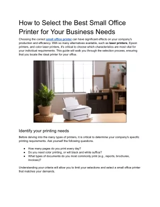 Best Small Office Printer for Your Business Needs