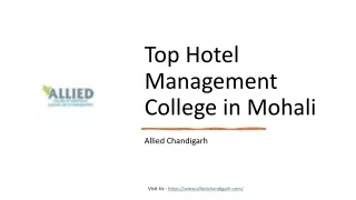 Top Hotel Management College in Mohali - Allied Chandigarh