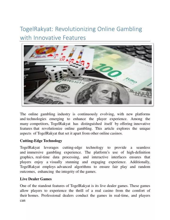 togelrakyat revolutionizing online gambling with