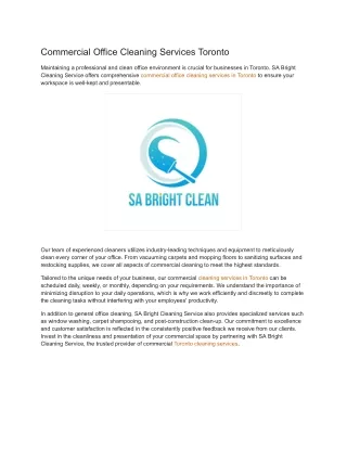Commercial Office Cleaning Services Toronto