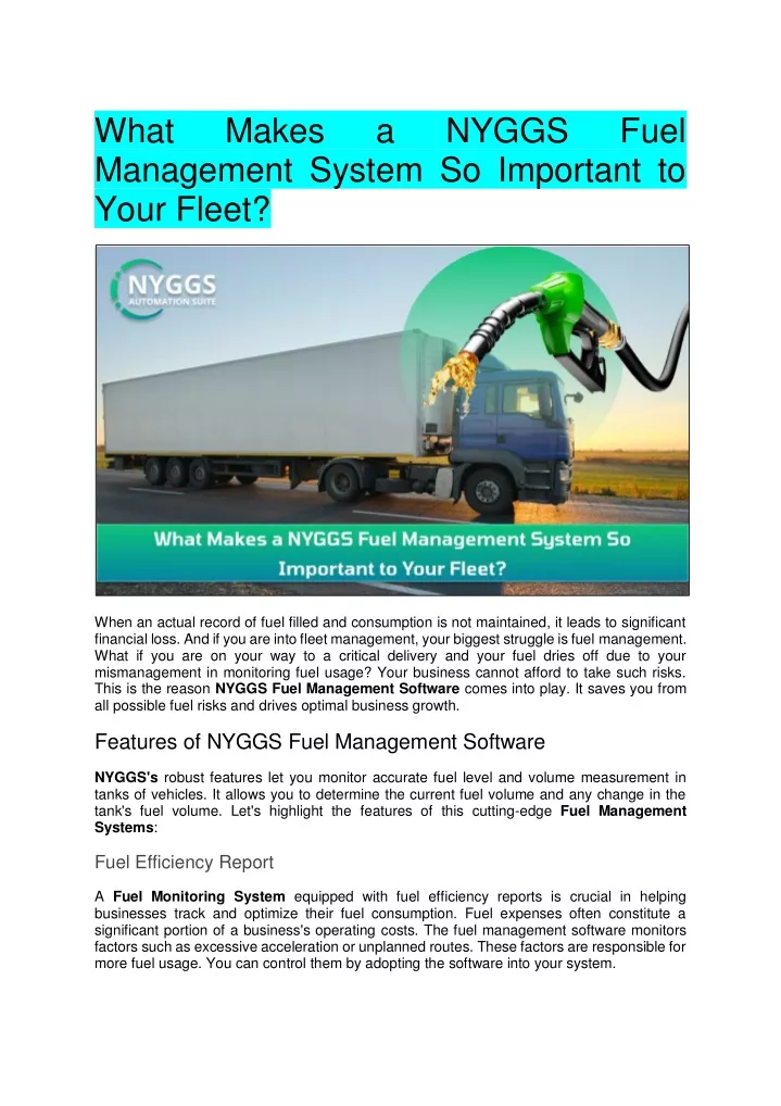 what management system so important to your fleet