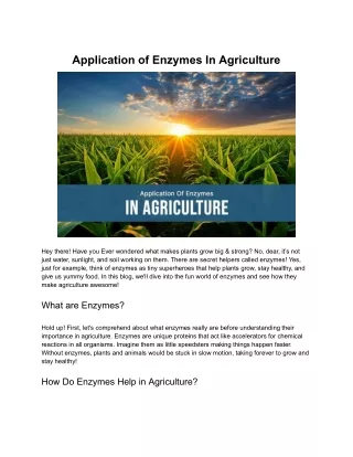 Applications of Enzymes in Agriculture