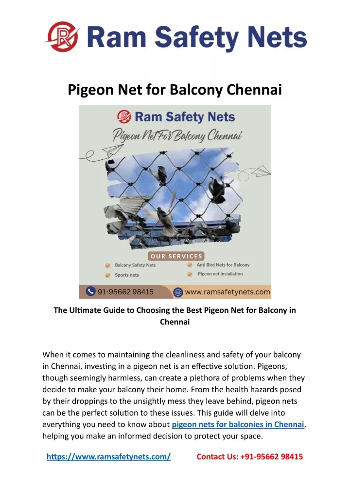 pigeon net for balcony chennai