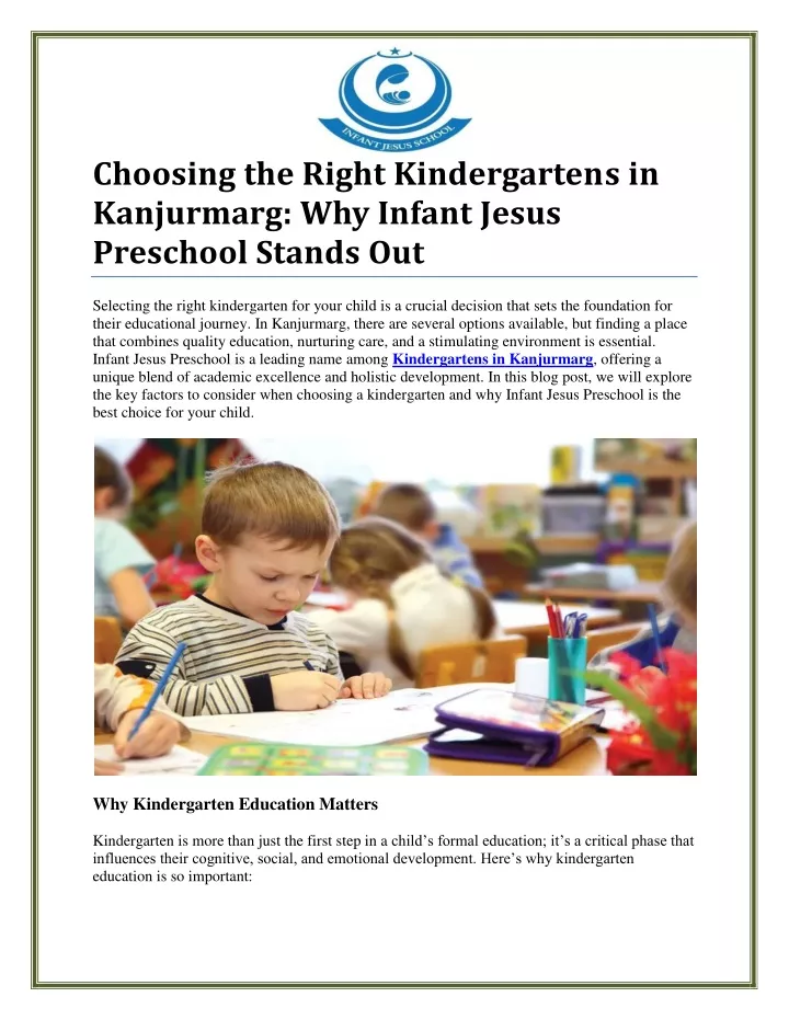 choosing the right kindergartens in kanjurmarg