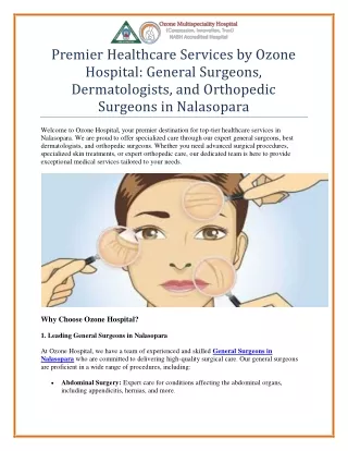 General Surgeons, Dermatologists, and Orthopedic Surgeons in Nalasopara : Ozone