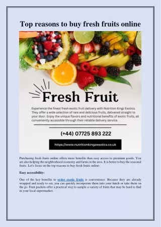 Top reasons to buy fresh fruits online