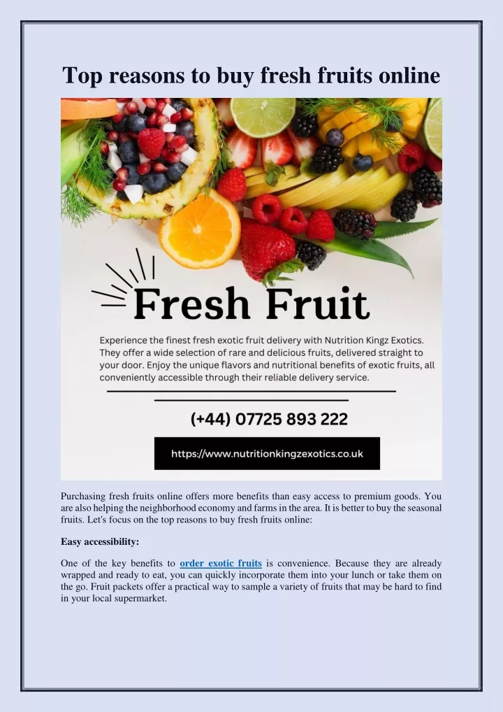 top reasons to buy fresh fruits online