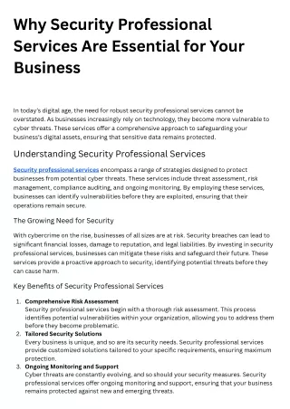 why security professional services are essential