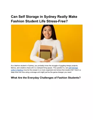 Unlocking a Stress-Free Student Life_ How Self Storage in Sydney Can Transform Your Fashion Studies