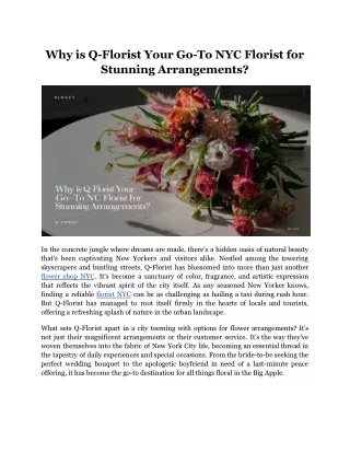 The Blooming Heart of the Big Apple_ Why Q-Florist Stands Out in NYC's Floral Scene