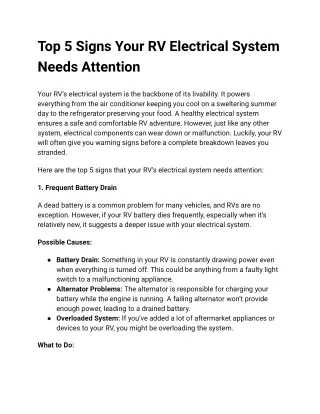 Top 5 Signs Your RV Electrical System Needs Professional Mobile Repair