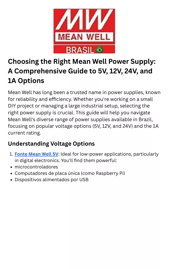 choosing the right mean well power supply