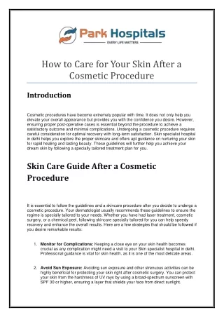 How to Care for Your Skin After a Cosmetic Procedure