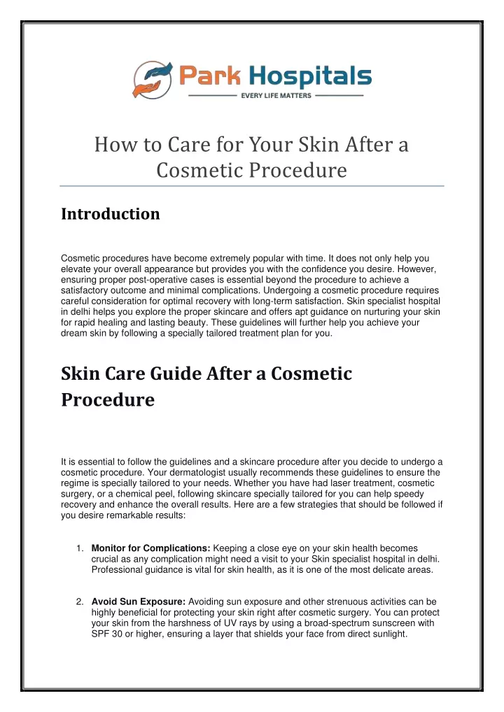 how to care for your skin after a cosmetic