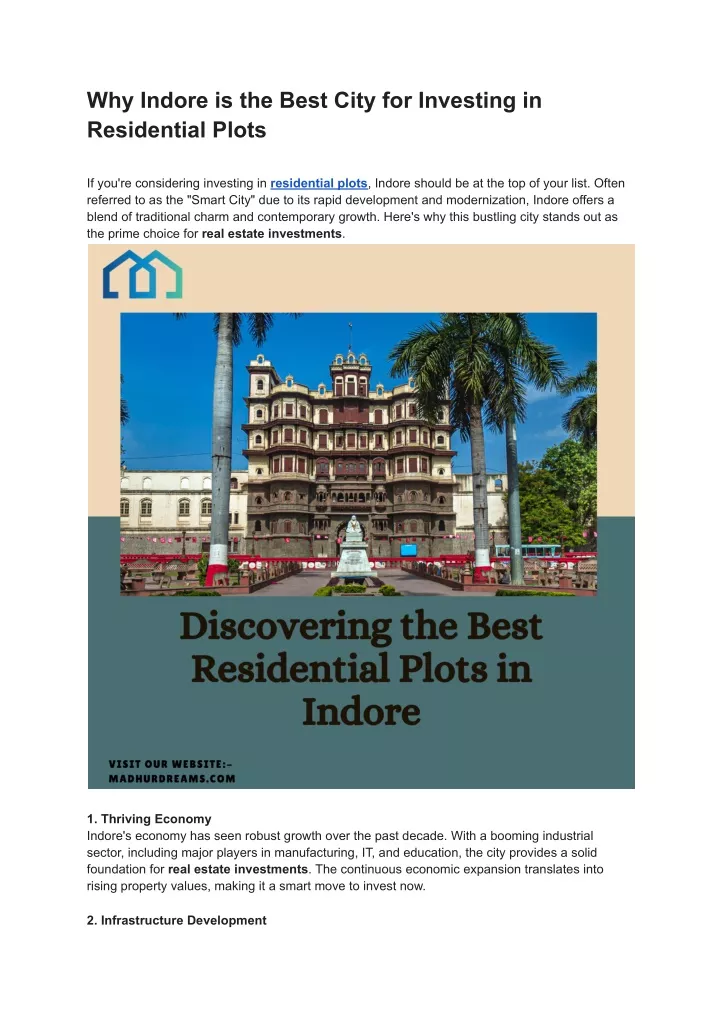 why indore is the best city for investing