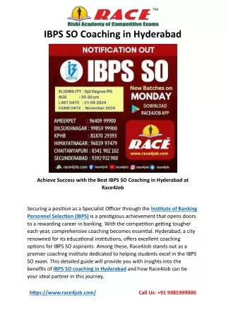 IBPS SO Coaching in Hyderabad