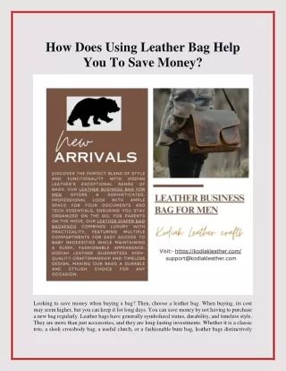 How Does Using Leather Bag Help You To Save Money