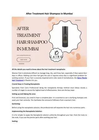 After Treatment Hair Shampoo in Mumbai