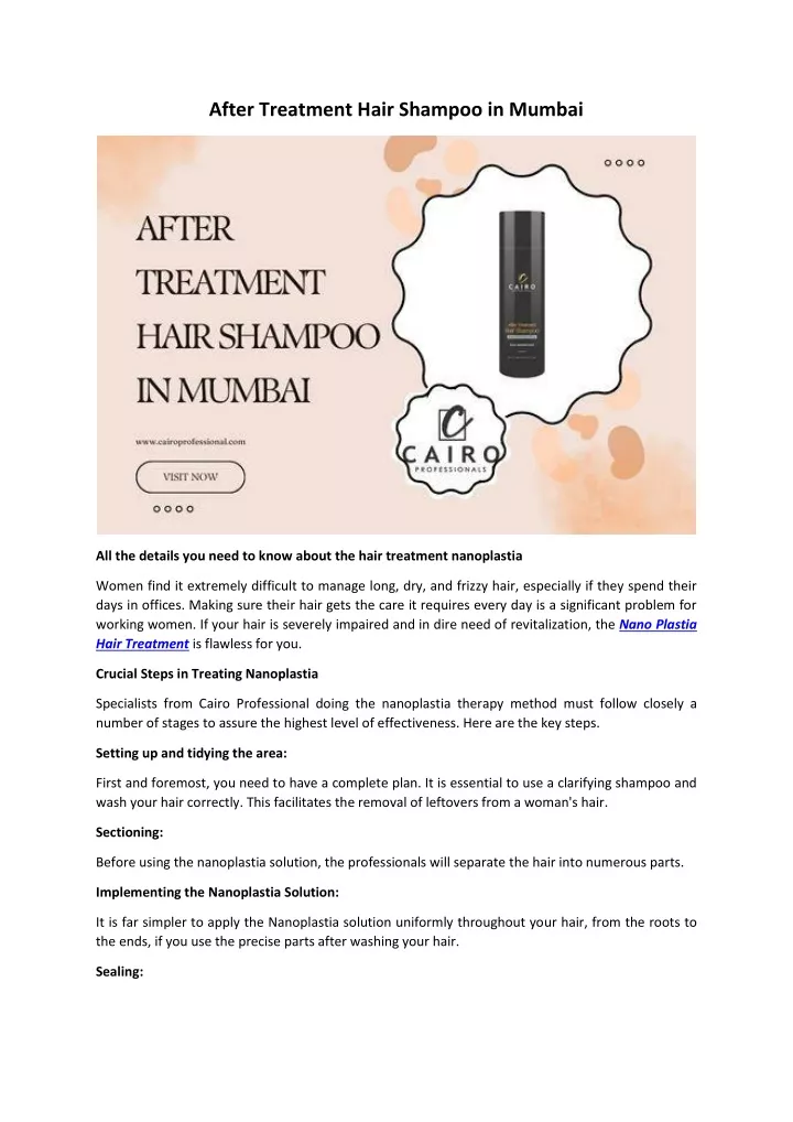 after treatment hair shampoo in mumbai