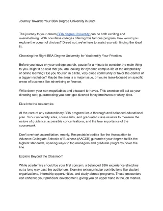 BBA Degree University